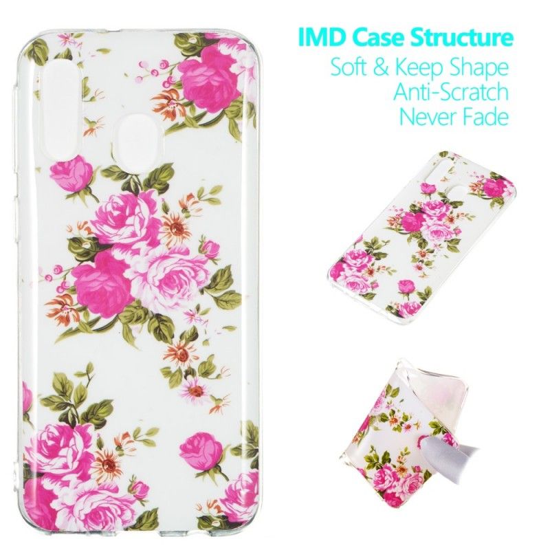 Coque Samsung Galaxy A40 Fleurs Liberty Fluorescente