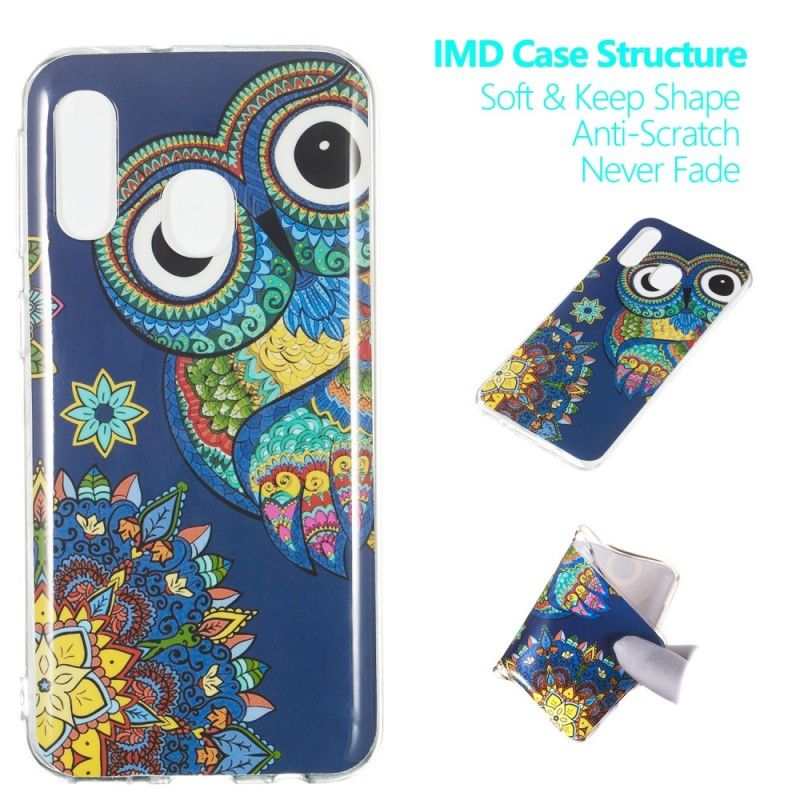 Coque Samsung Galaxy A40 Hibou Mandala Fluorescente