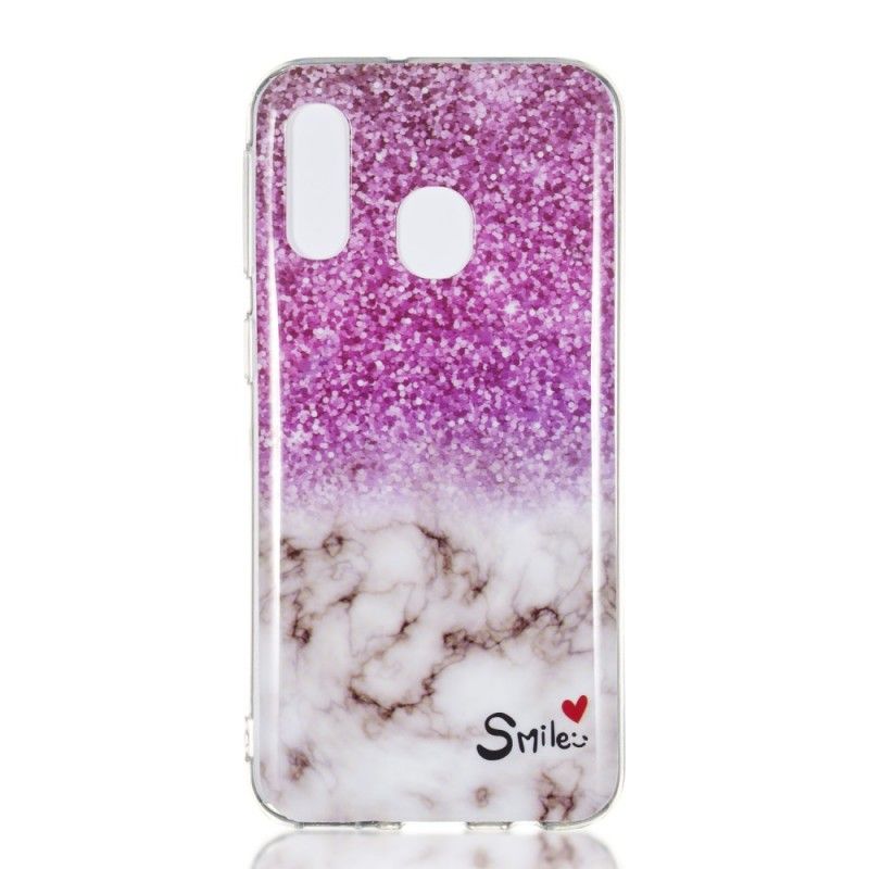 Coque Samsung Galaxy A40 Marbre Paillettes Et Smile