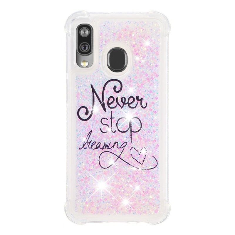 Coque Samsung Galaxy A40 Never Stop Dreaming Paillettes