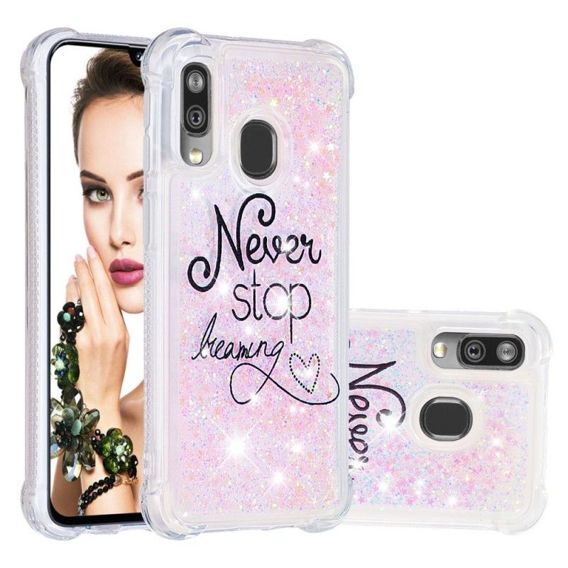 Coque Samsung Galaxy A40 Never Stop Dreaming Paillettes