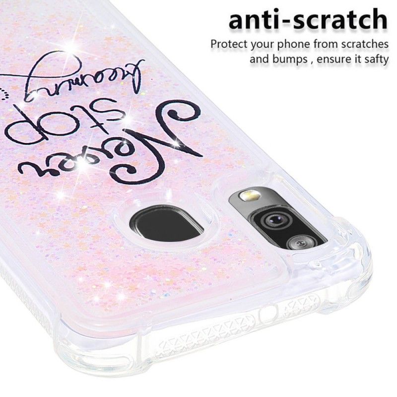 Coque Samsung Galaxy A40 Never Stop Dreaming Paillettes