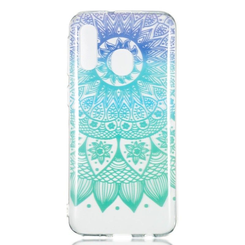 Coque Samsung Galaxy A40 Transparente Mandala Bleu