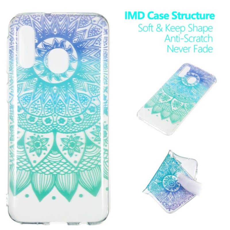 Coque Samsung Galaxy A40 Transparente Mandala Bleu