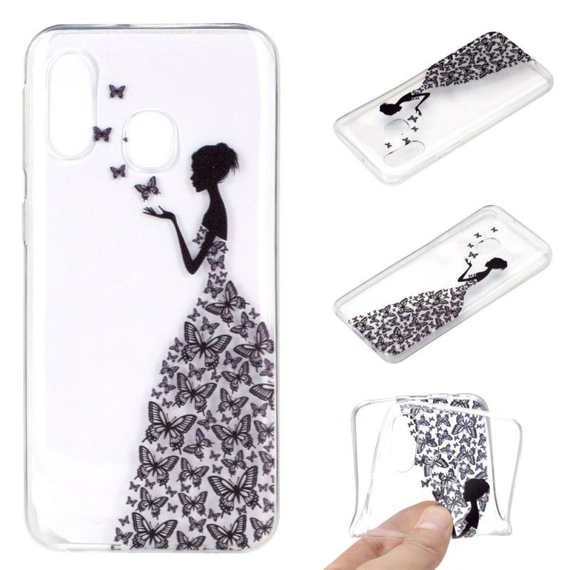 Coque Samsung Galaxy A40 Transparente Robe Papillons