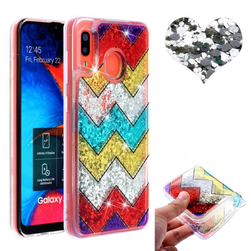 Coque Samsung Galaxy A40 Zig Zag Paillettes