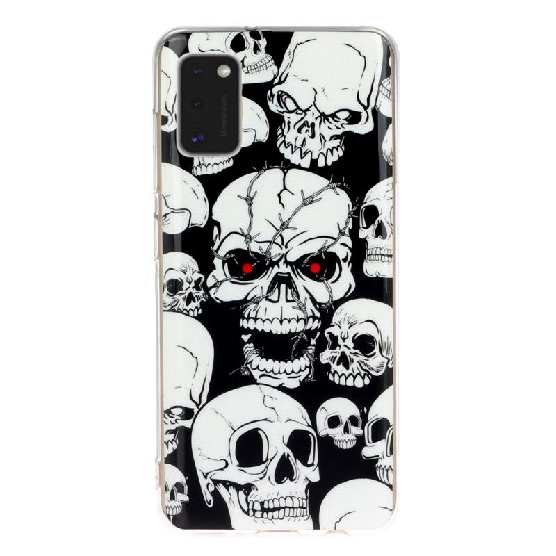 Coque Samsung Galaxy A41 Attention Têtes De Mort Fluorescente