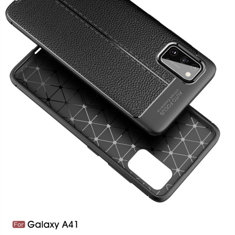 Coque Samsung Galaxy A41 Effet Cuir Litchi Double Line