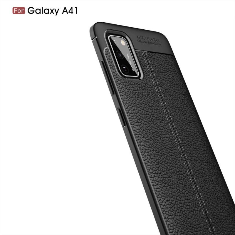 Coque Samsung Galaxy A41 Effet Cuir Litchi Double Line