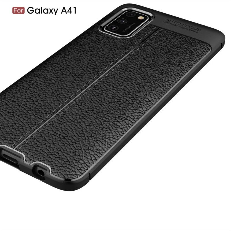 Coque Samsung Galaxy A41 Effet Cuir Litchi Double Line