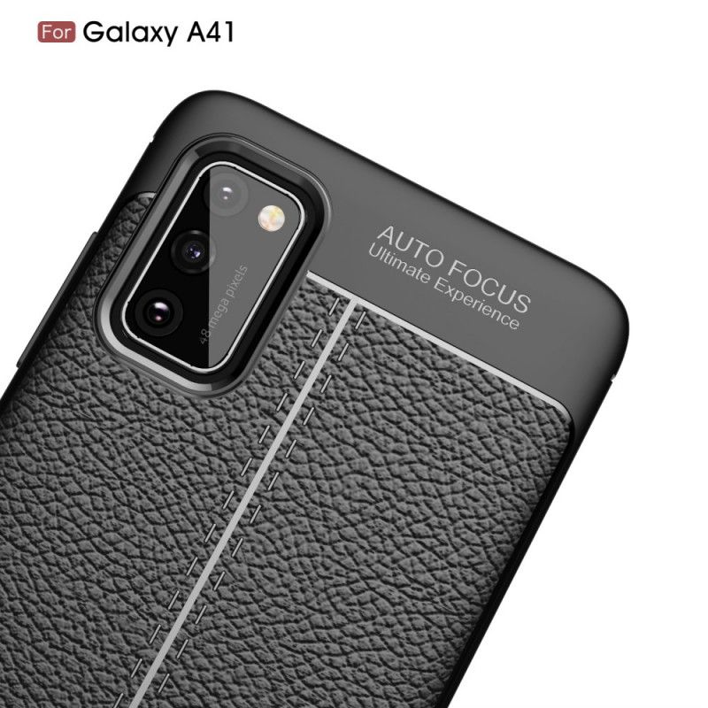 Coque Samsung Galaxy A41 Effet Cuir Litchi Double Line