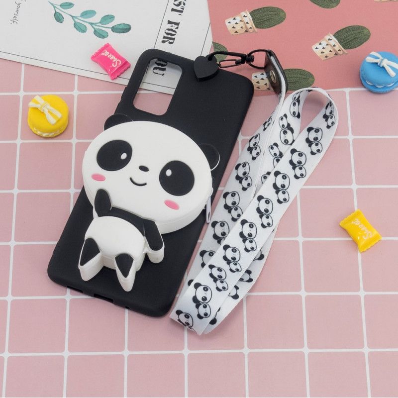 Coque Samsung Galaxy A41 Panda 3d Avec Lanière Mousqueton