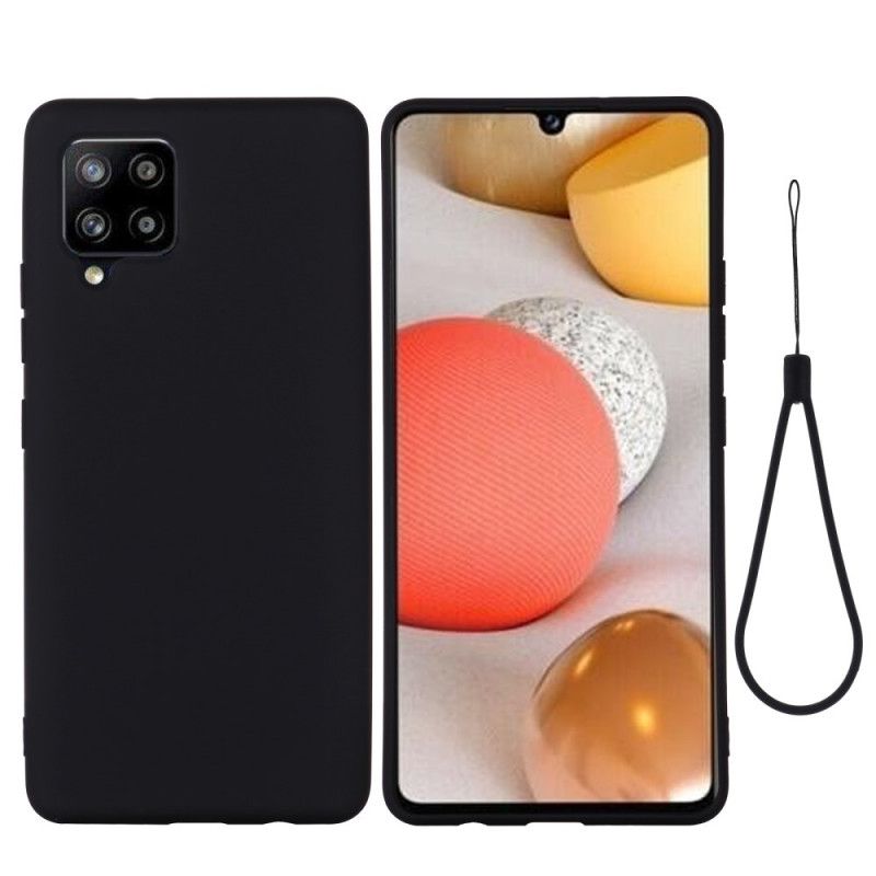 Coque Samsung Galaxy A42 Silicone Liquide Avec Lanière