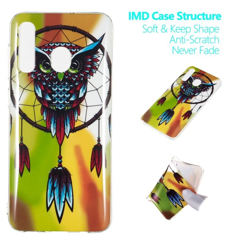 Coque Samsung Galaxy A50 Attrape Rêves Hibou Fluorescente