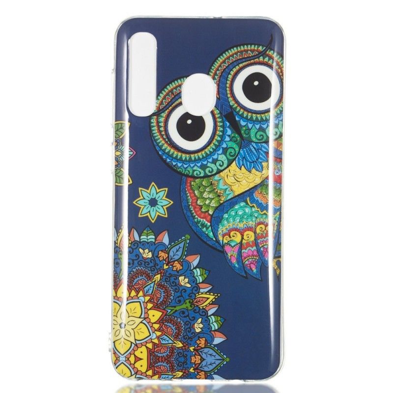 Coque Samsung Galaxy A50 Hibou Mandala Fluorescente