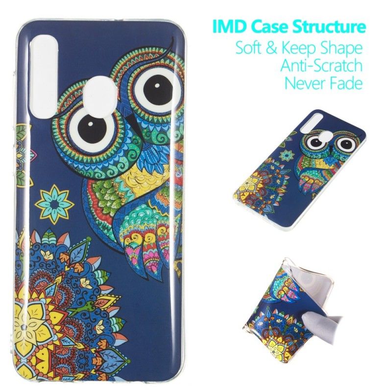 Coque Samsung Galaxy A50 Hibou Mandala Fluorescente