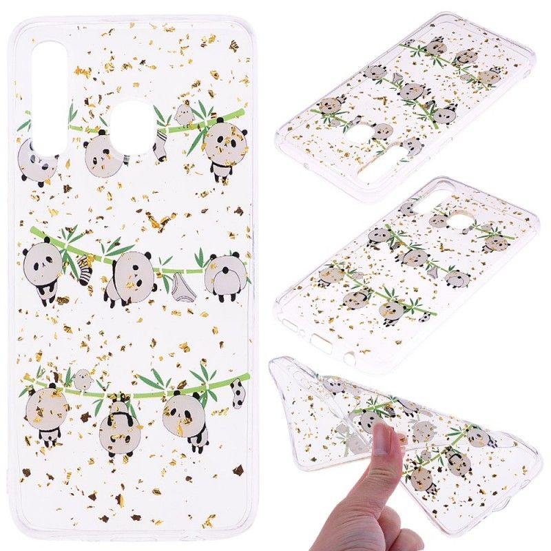 Coque Samsung Galaxy A50 Pandas Sur La Corde À Linge