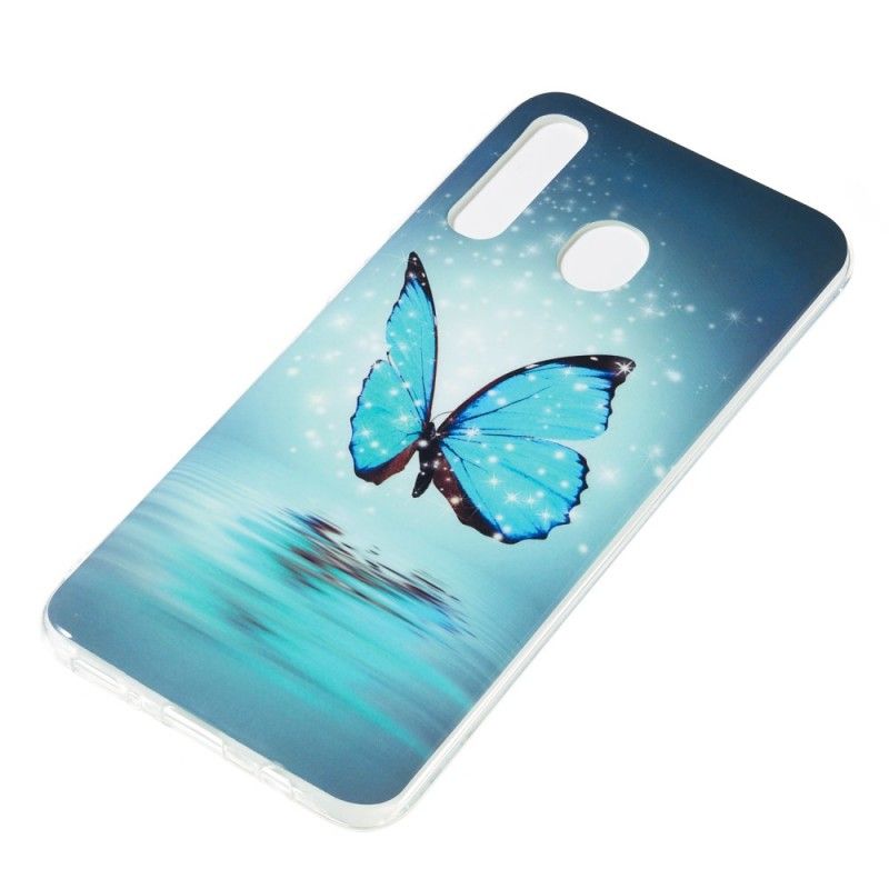Coque Samsung Galaxy A50 Papillon Bleu Fluorescente
