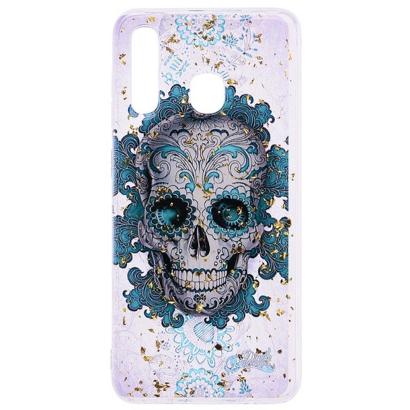 Coque Samsung Galaxy A50 Tête De Mort Bleue