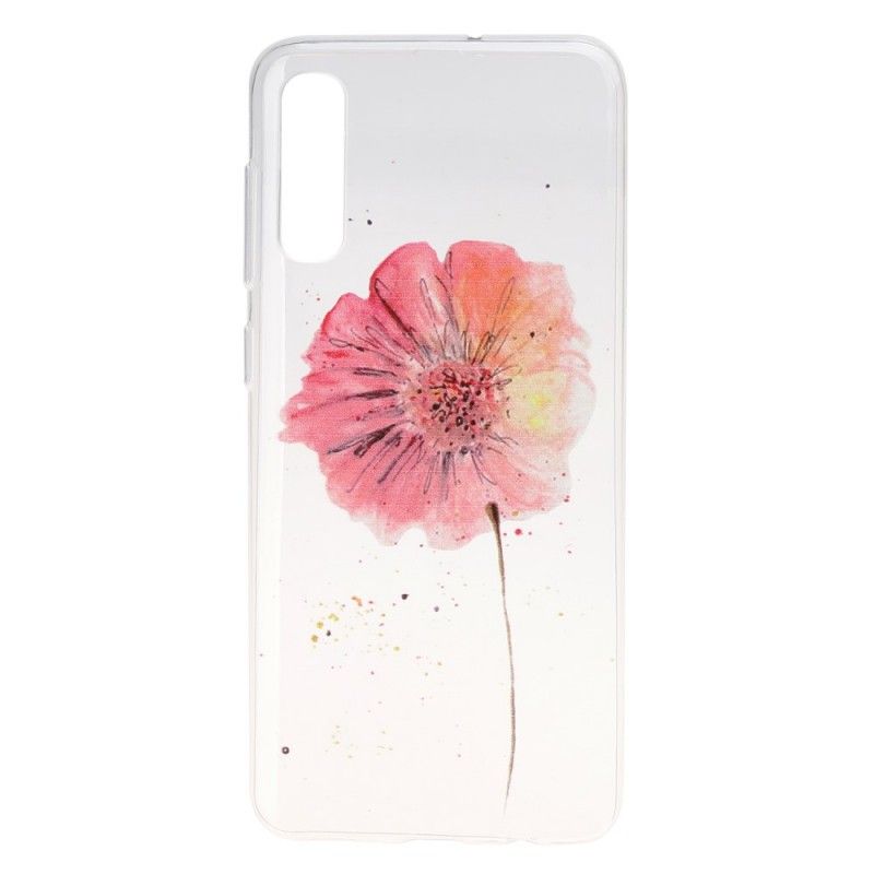 Coque Samsung Galaxy A50 Transparente Coquelicot Aquarelle