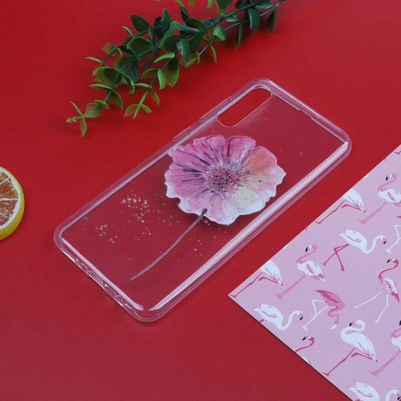 Coque Samsung Galaxy A50 Transparente Coquelicot Aquarelle