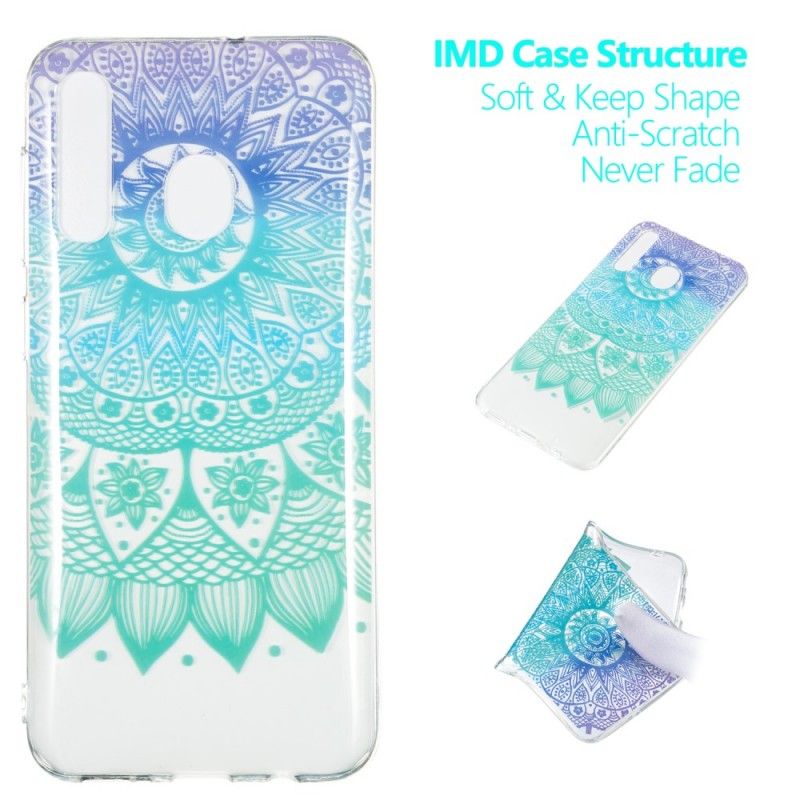 Coque Samsung Galaxy A50 Transparente Mandala Bleu