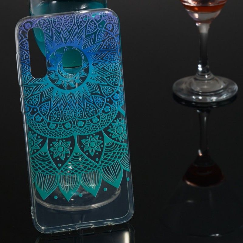 Coque Samsung Galaxy A50 Transparente Mandala Bleu