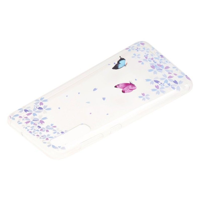 Coque Samsung Galaxy A50 Transparente Papillons Et Fleurs