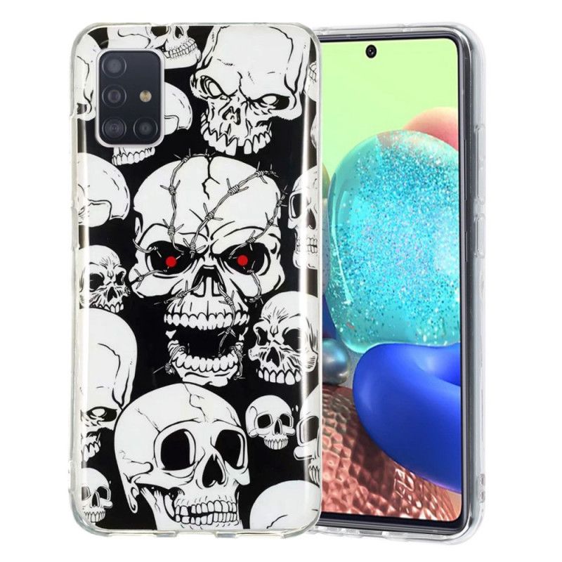 Coque Samsung Galaxy A51 5g Attention Têtes De Mort Fluorescente