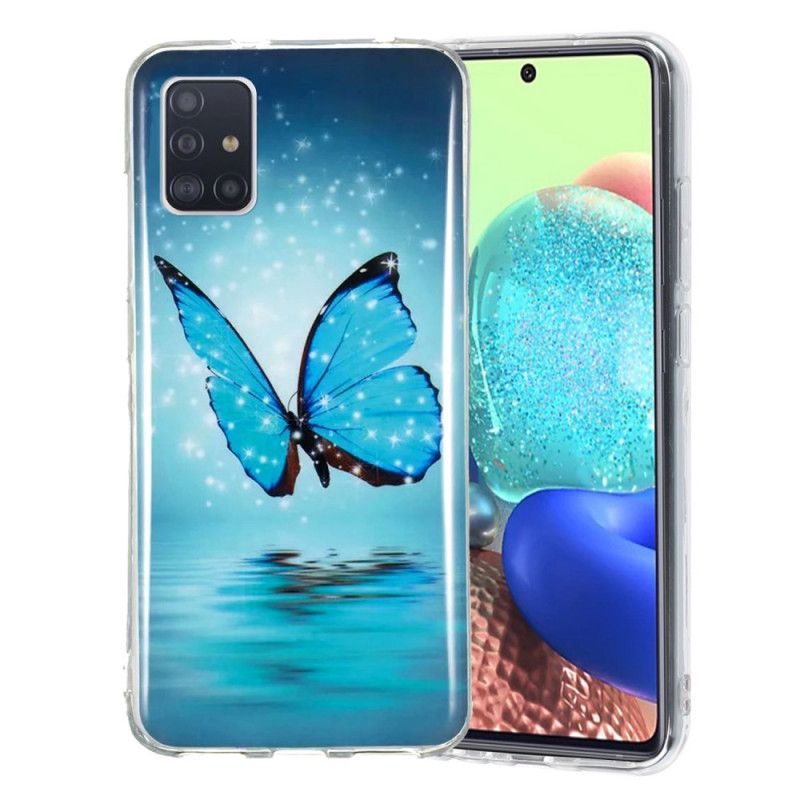 Coque Samsung Galaxy A51 5g Papillon Bleu Fluorescente