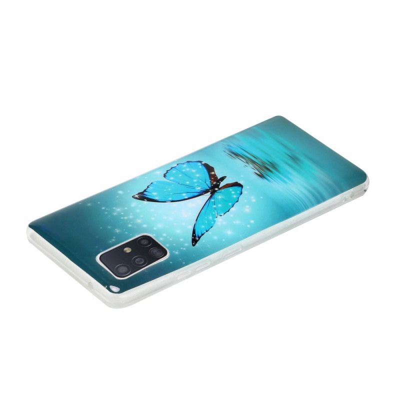 Coque Samsung Galaxy A51 5g Papillon Bleu Fluorescente