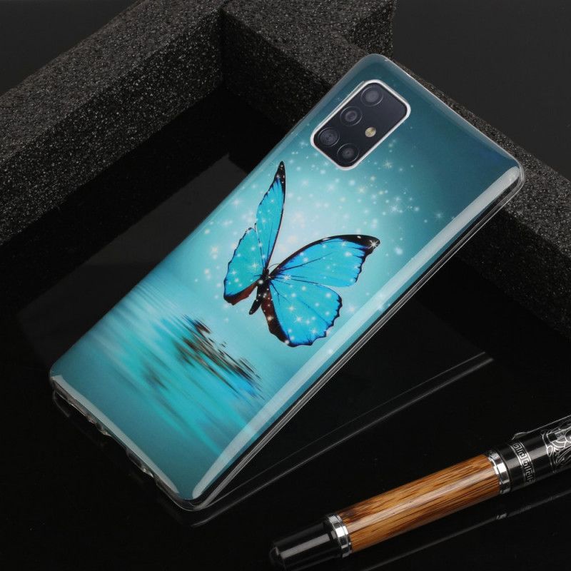 Coque Samsung Galaxy A51 5g Papillon Bleu Fluorescente