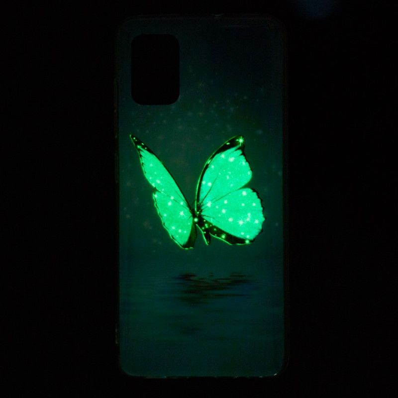 Coque Samsung Galaxy A51 5g Papillon Bleu Fluorescente