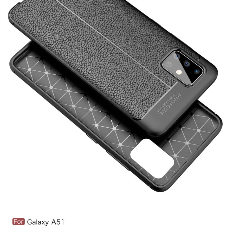 Coque Samsung Galaxy A51 Effet Cuir Litchi Double Line