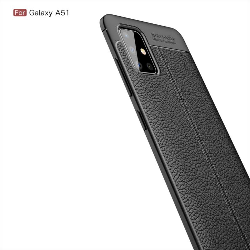 Coque Samsung Galaxy A51 Effet Cuir Litchi Double Line