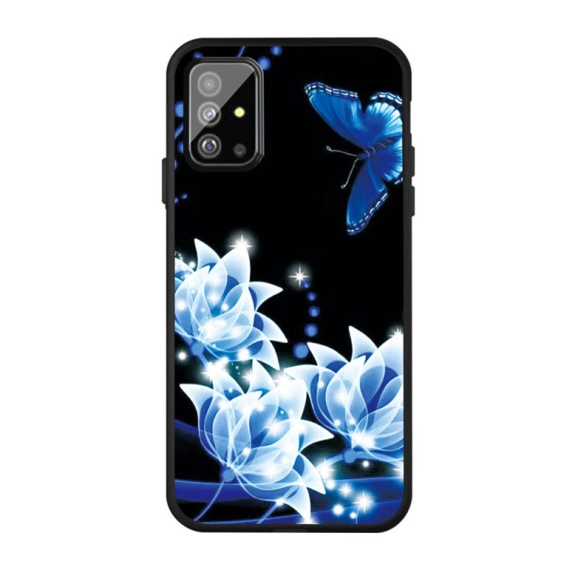 Coque Samsung Galaxy A51 Papillon Et Fleurs Bleus