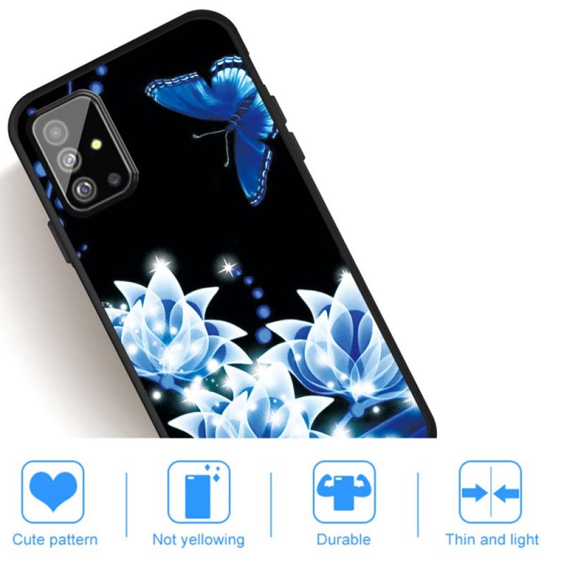 Coque Samsung Galaxy A51 Papillon Et Fleurs Bleus