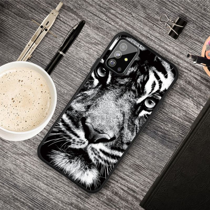 Coque Samsung Galaxy A51 Tigre Noir Et Blanc