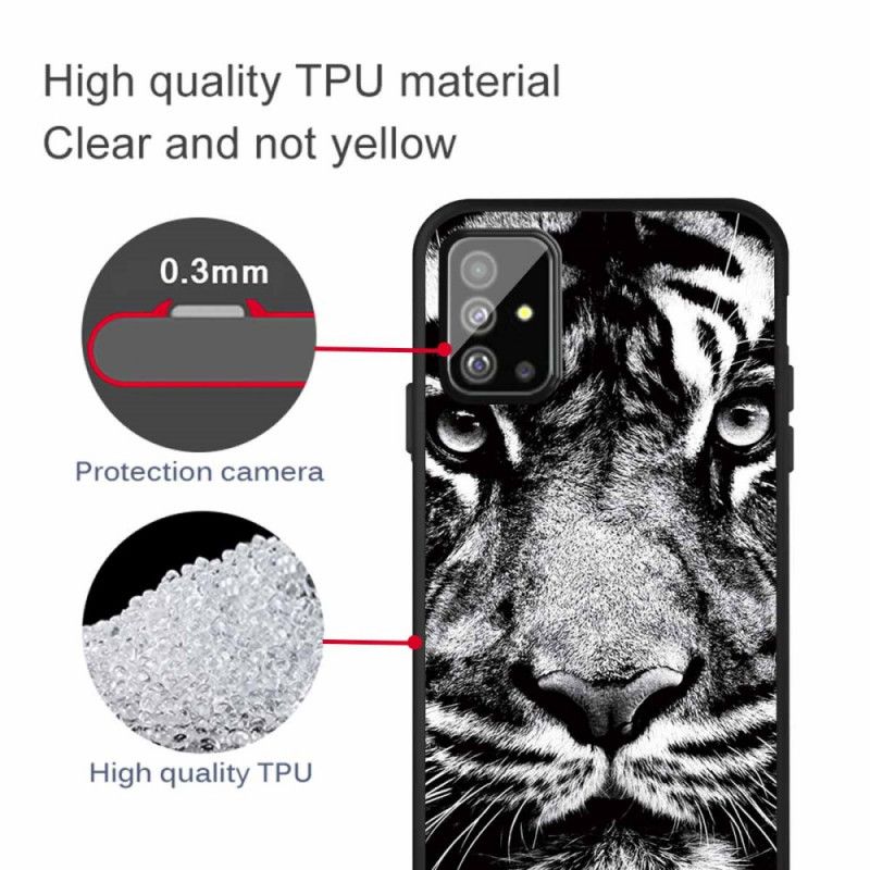 Coque Samsung Galaxy A51 Tigre Noir Et Blanc