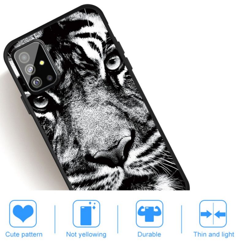 Coque Samsung Galaxy A51 Tigre Noir Et Blanc