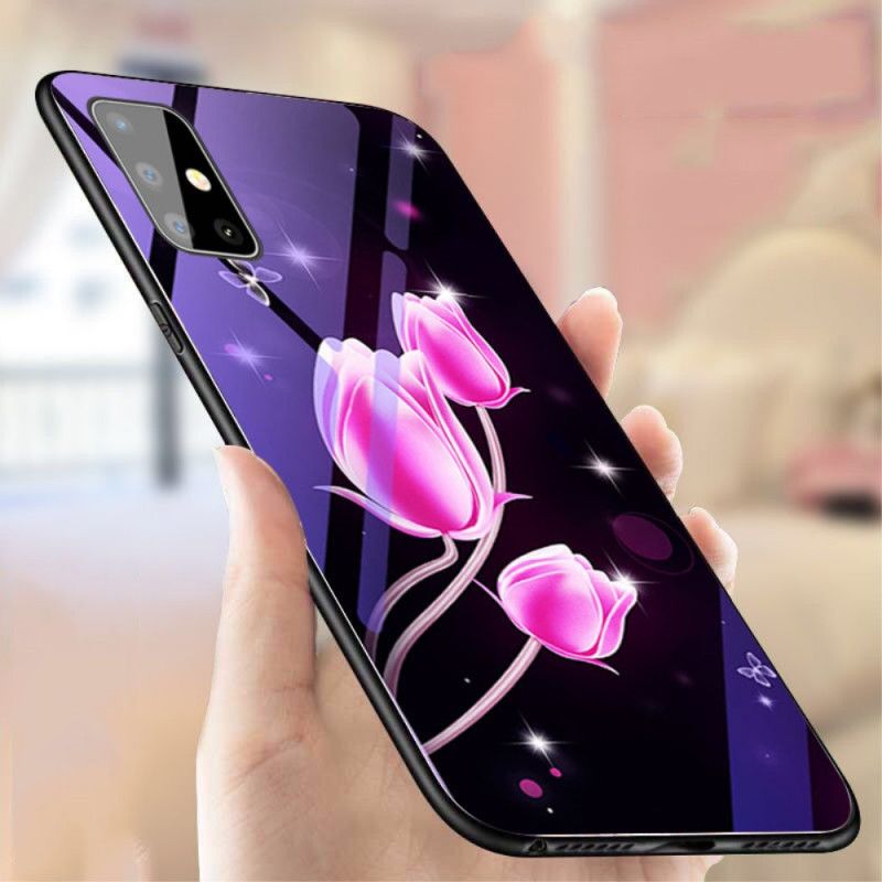 Coque Samsung Galaxy A51 Verre Trempé Et Silicone Florale