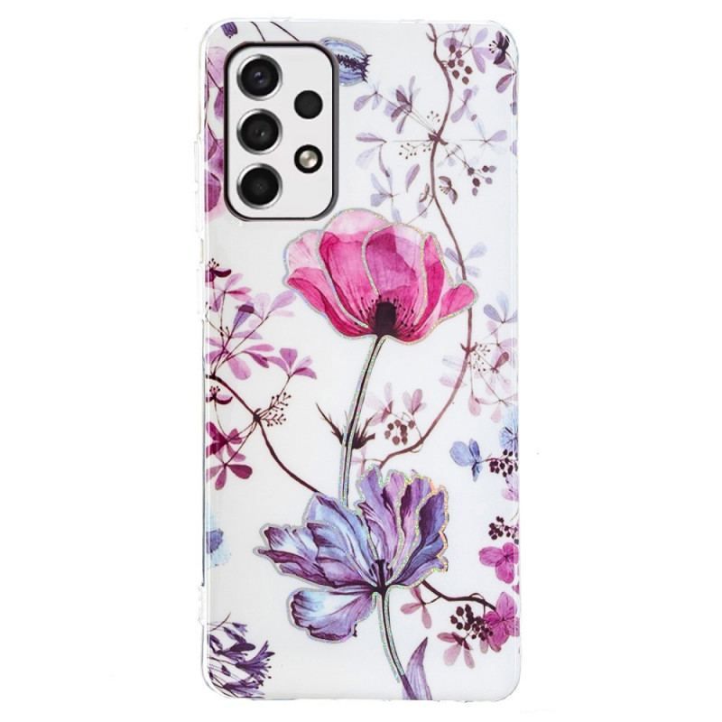 Coque Samsung Galaxy A53 5G Marbrée Fleurs