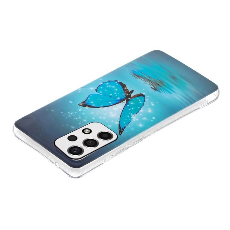 Coque Samsung Galaxy A53 5G Papillon Bleu Fluorescente