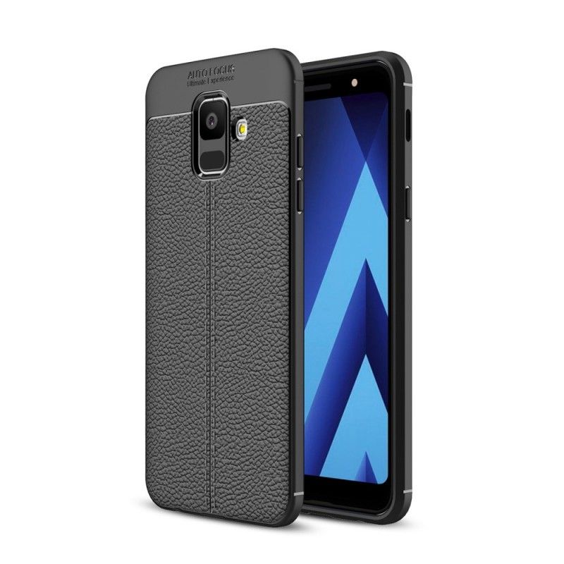 Coque Samsung Galaxy A6 Effet Cuir Litchi Double Line