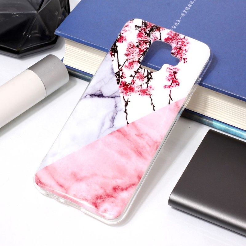 Coque Samsung Galaxy A6 Marbrée Fleurs De Prunier