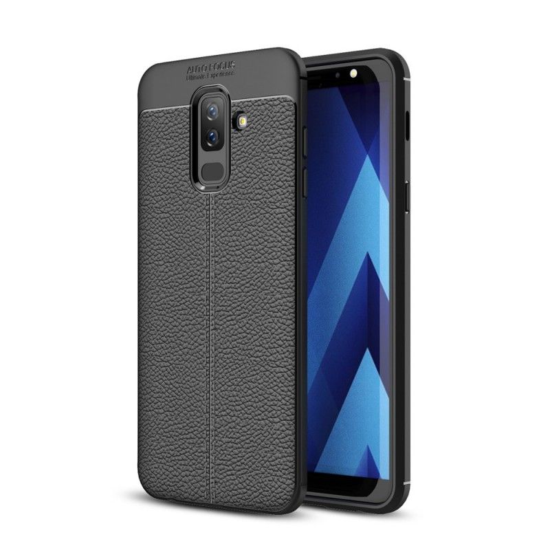 Coque Samsung Galaxy A6 Plus Effet Cuir Litchi Double Line