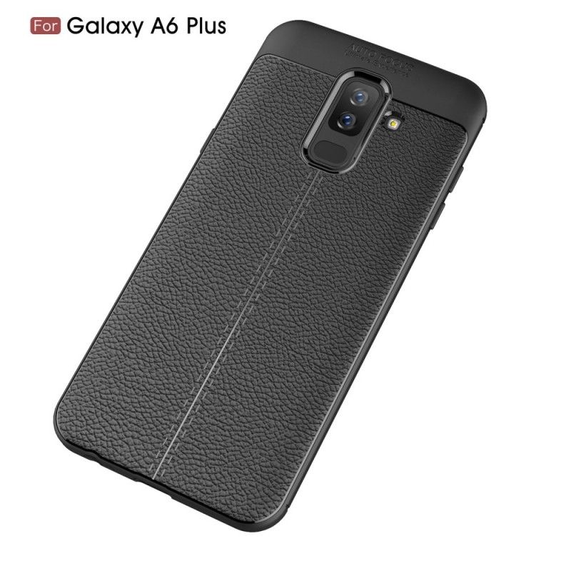 Coque Samsung Galaxy A6 Plus Effet Cuir Litchi Double Line