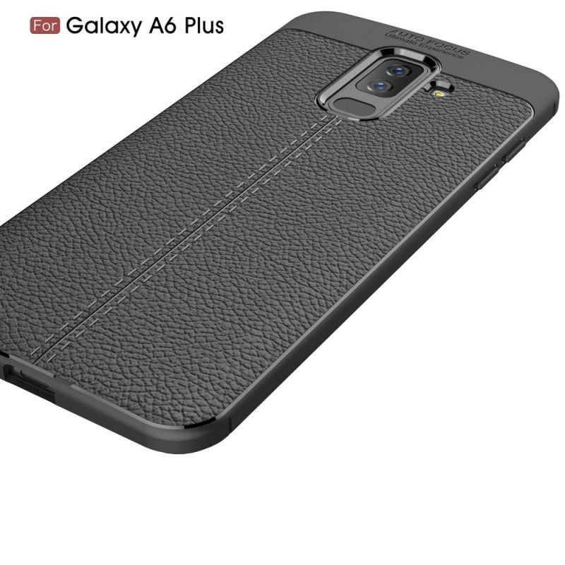 Coque Samsung Galaxy A6 Plus Effet Cuir Litchi Double Line