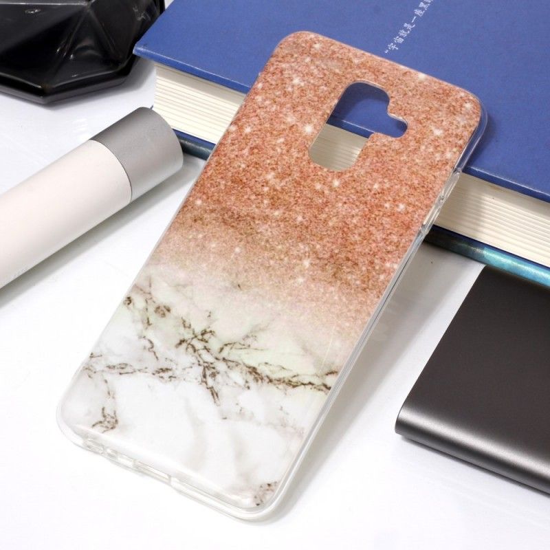 Coque Samsung Galaxy A6 Plus Marbre Paillettes