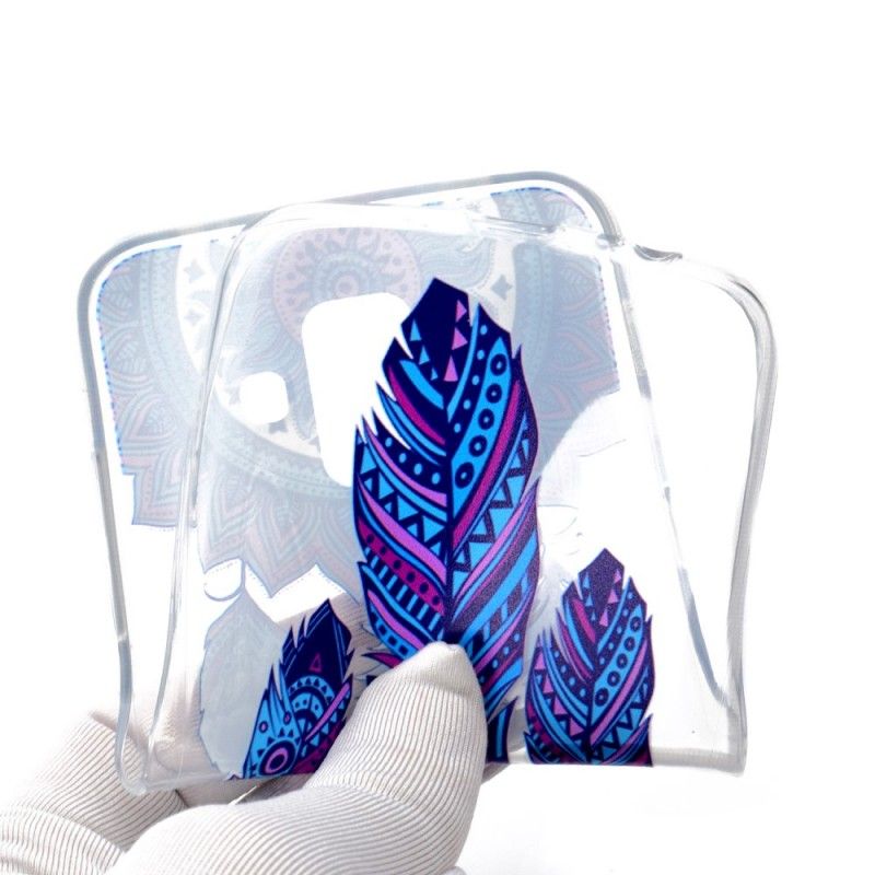 Coque Samsung Galaxy A6 Transparente Attrape Rêves Plumes Bleues